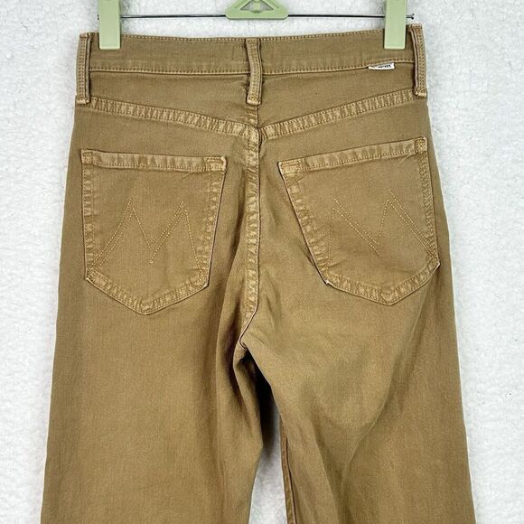 Mother The Tomcat Straight Leg Jeans Women’s 24 Lark Tan Khaki High Rise Button - Picture 12 of 15